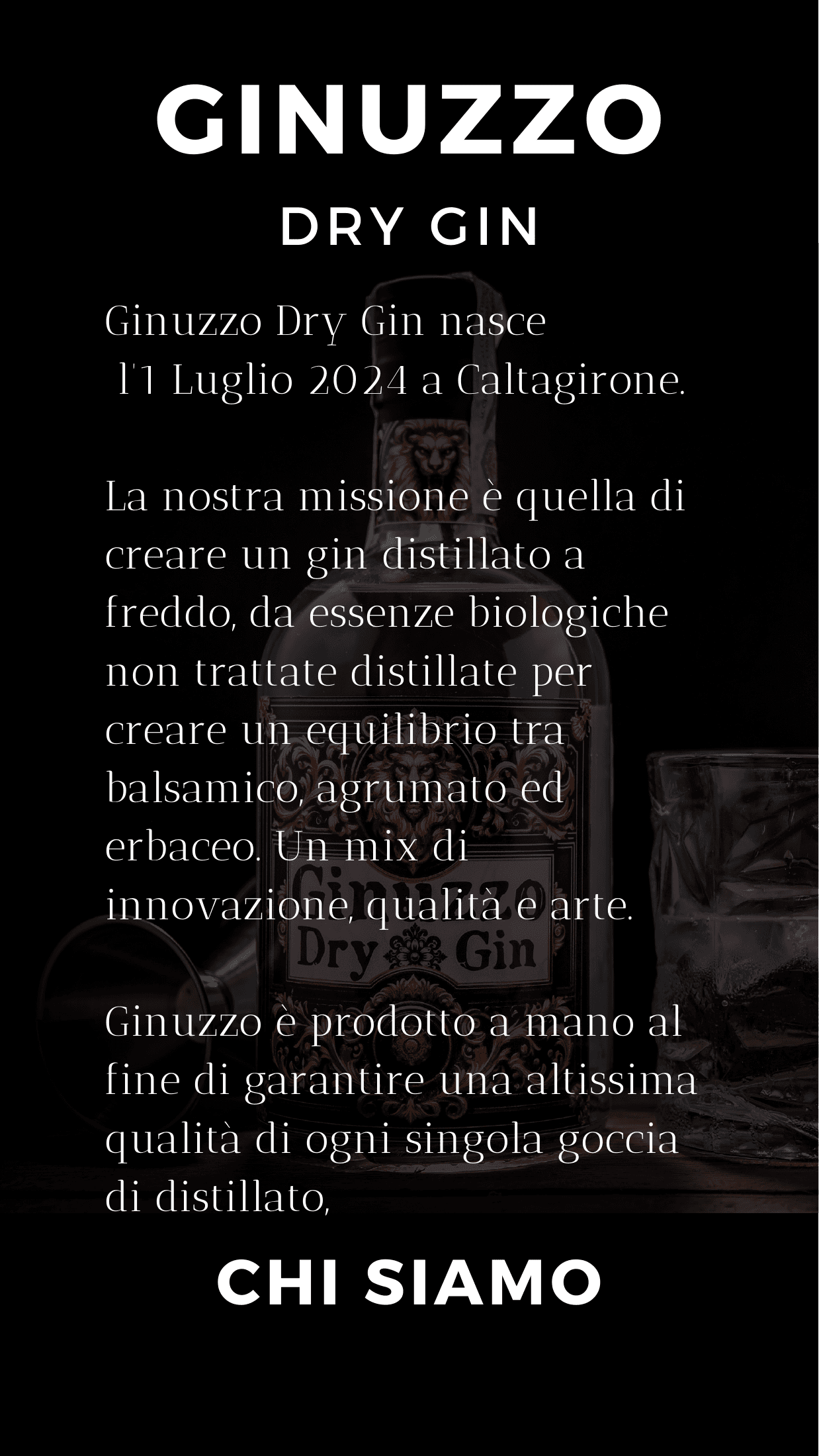 Ginuzzo Dry Gin in servizio con ghiaccio